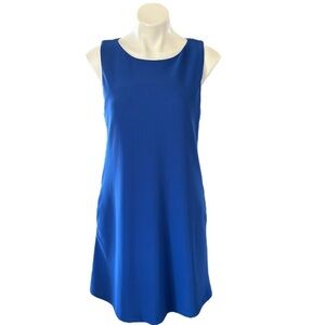 Boston Proper Travel Trapeze Sleeveless Dress Spring Water Blue Size S